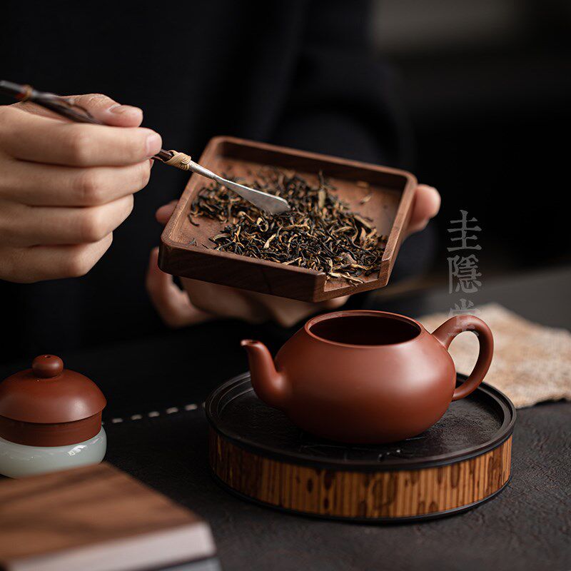 圭隐堂胡桃木茶则电子秤普洱茶秤家用小型高精度克称专用量茶器