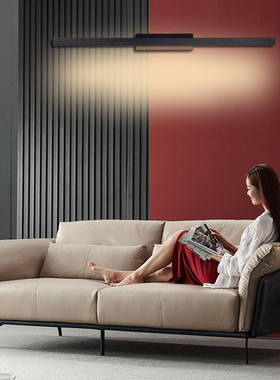 长条形壁灯黑色LED客厅卧室北欧轻奢设计师背景墙装饰壁画照明灯