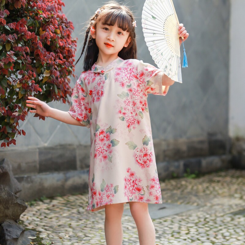 儿童旗袍夏季连衣裙新款洋气宝宝旗袍童装女孩儿裙子夏天儿童唐装