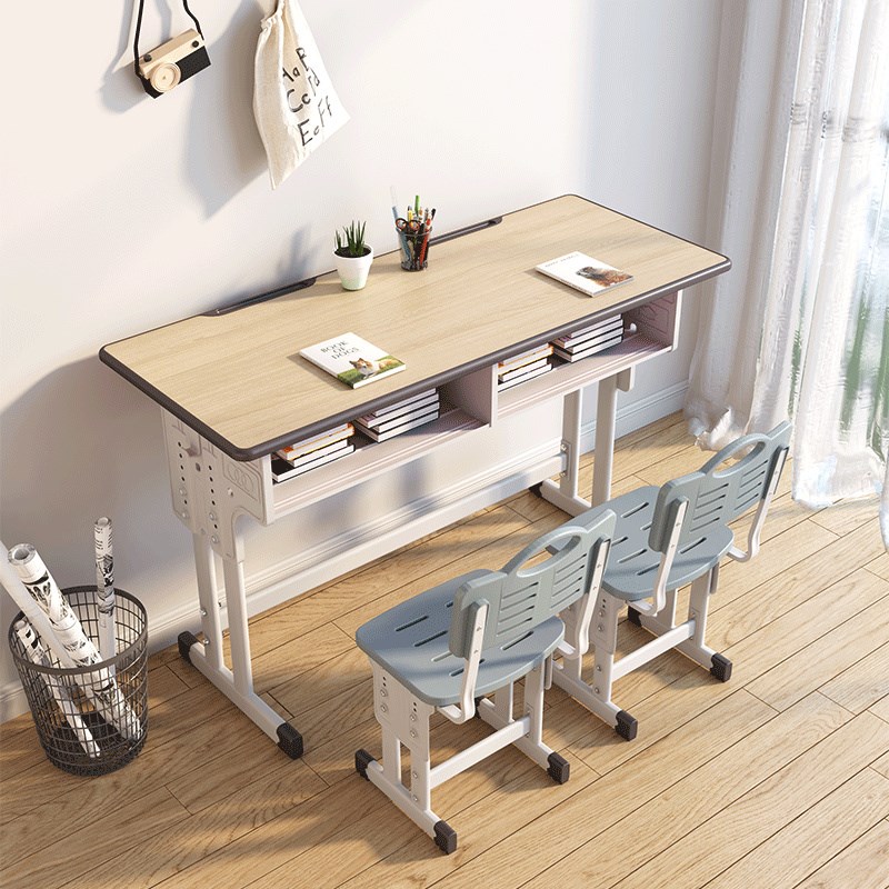 儿童学习桌家用加厚双人书桌中小学生课桌椅可升降小孩作业写字桌