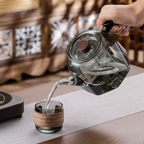 玻璃蒸煮一体茶壶器办公室小型迷你烧茶养生壶超薄电陶炉煮茶专用