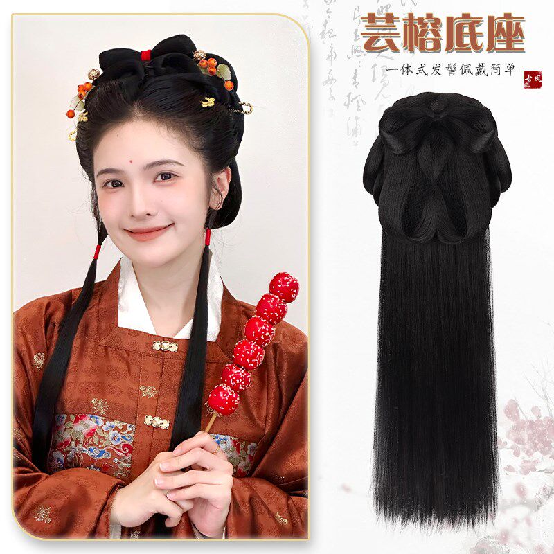 汉服假发一体式全套懒人发箍古风发包盘发发髻古装头饰造型垫发包