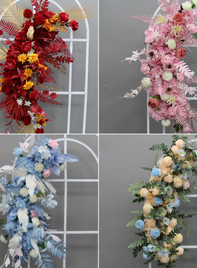 婚庆U型挂花屏风花艺蓝色仿真花婚礼装饰花排成品花艺拱门挂花