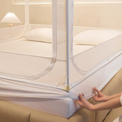 床笠款儿童防摔蚊帐1.5x1.9m回底150x190双人床2米全底蒙古包纹账