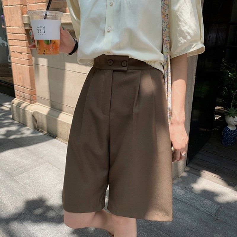 五分西装裤女夏季薄款高腰垂感显瘦休闲直筒中裤百搭阔腿短裤子,女装/女士精品,休闲裤,淘宝优惠券,粉丝福利购,淘宝优惠卷