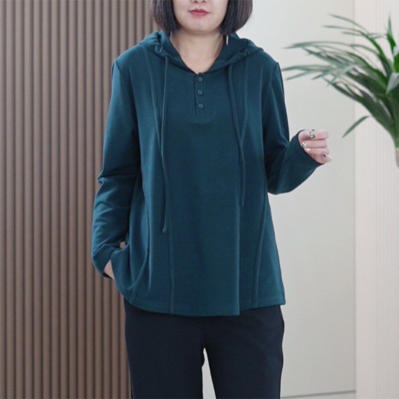 修容线真德绒卫衣女连帽大码弹力时尚简约流行保暖休闲显瘦上衣潮