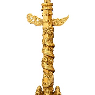 黄铜华表摆件办公室客厅望天吼中华盘龙柱装饰工U艺品大号华表柱