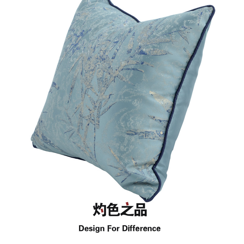 中式抱枕靠枕靠垫套沙发客厅大靠背灰蓝提花布艺酒店样板间不含芯