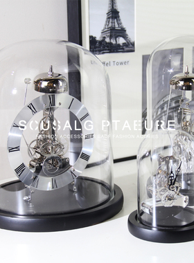 个性创意时钟座钟表床头柜书柜书架书桌桌面精致金属摆件轻奢软装