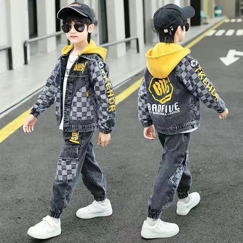 童装男童牛仔套装外套加裤子时尚春秋款薄款小学生中大童小孩流行