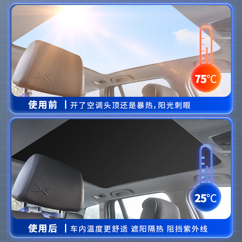 适用大众夏朗全景天幕天窗遮阳帘大众SHARAN车顶防晒防蚊虫遮阳挡