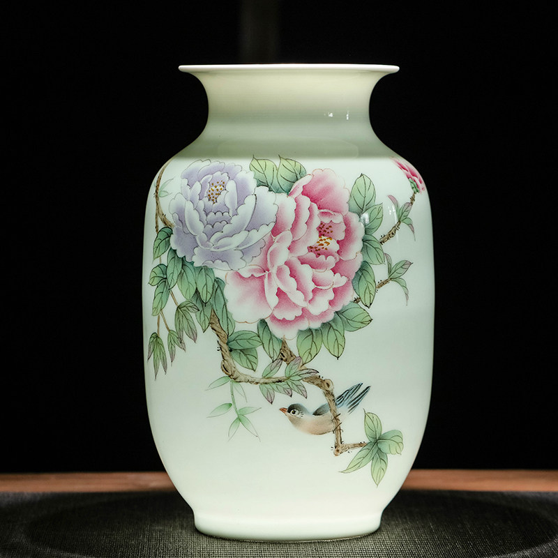 景德镇陶瓷花瓶大师手绘插花中式客厅酒柜玄关瓷器装饰工艺品摆件