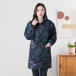 秋冬保暖成人罩衣防水防油加绒加厚厨房围裙长袖男女工作服外套潮