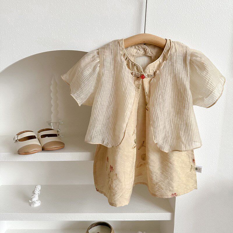 婴儿衣服女宝宝夏装旗袍满月百天夏季公主裙子连体包屁一周岁礼服