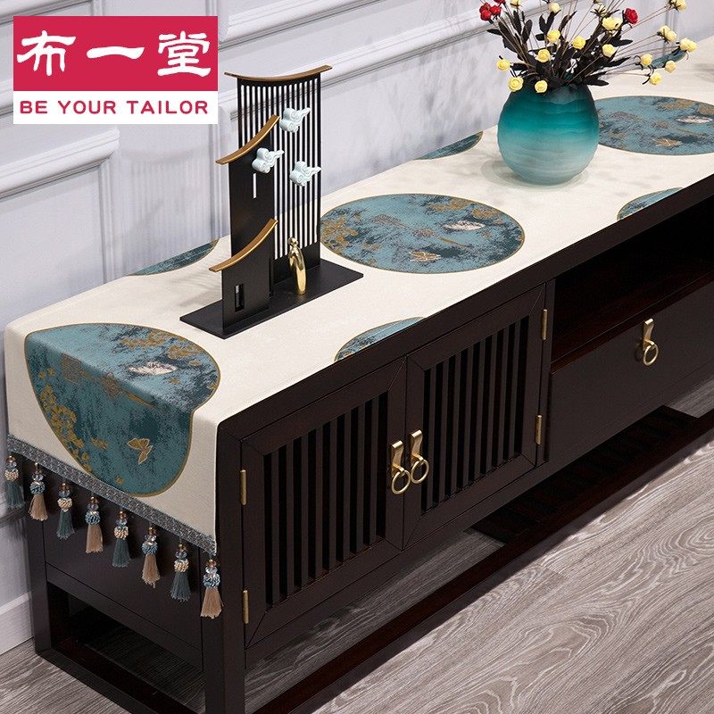 中式电视柜布防尘桌布长条盖布1210中国风古典布艺长方形台布定制