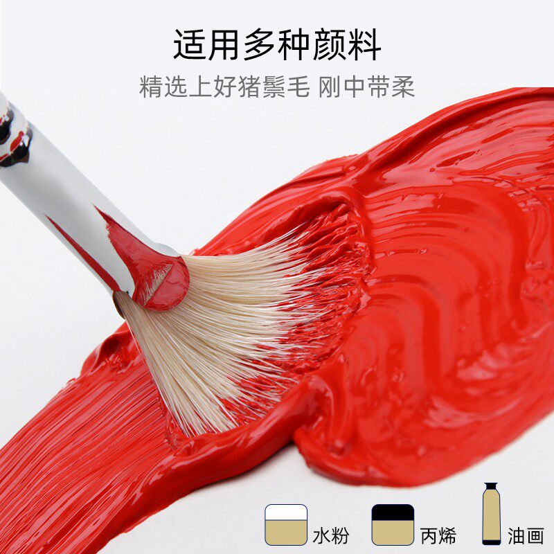 画喜牌猪鬃水粉笔套装美术专用画笔10支装扇形笔艺考专业色彩丙烯