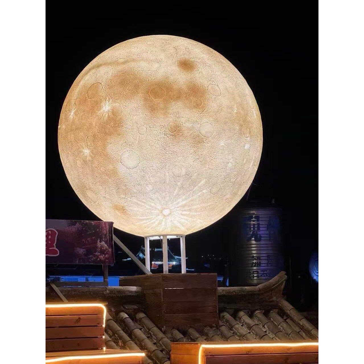 3D户外防水超大月球灯落地庭院草坪门头天台露营中秋发光星球月亮
