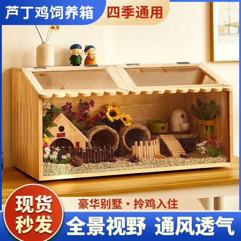 木质芦丁鸡宠物饲养箱育雏恒温幼鸡养殖专用箱全套别墅造景双开门