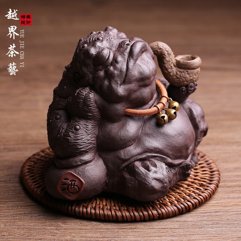 宜兴紫砂茶宠摆件招财大金蟾仙人名家刘祖铭茶具茶玩精品可养变色