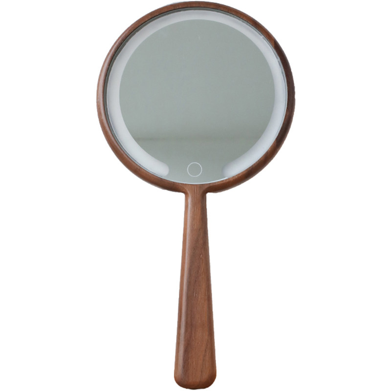 实木LED手柄化妆镜子充电带灯便携手持梳妆美容喜镜定制LOGO刻字,家庭/个人清洁工具,LED化妆镜,淘宝优惠券,粉丝福利购,淘宝优惠卷