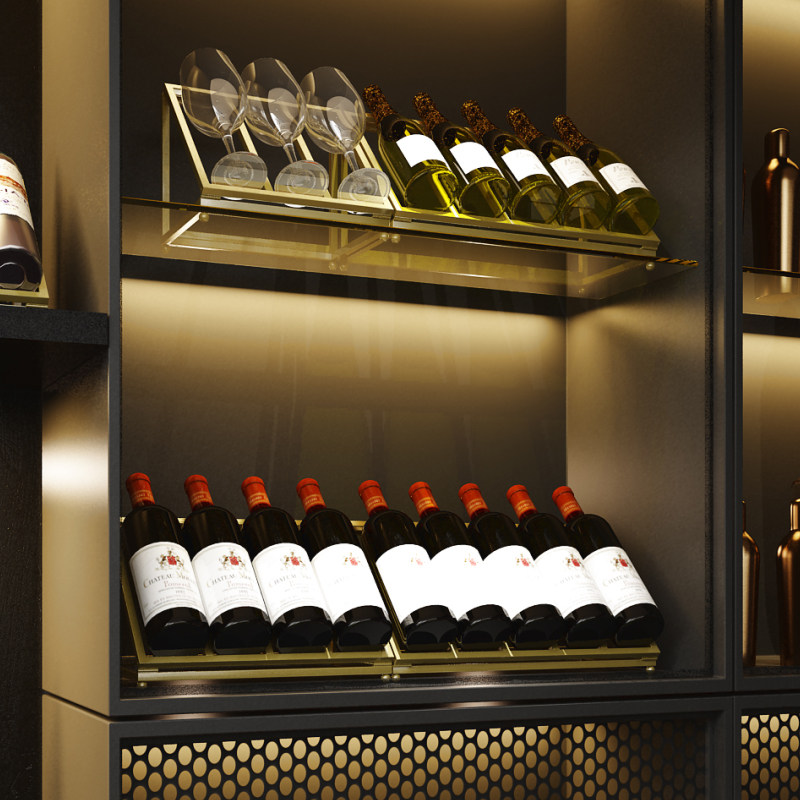 家用红酒架子斜放葡萄酒展示托架酒柜内部吧台摆件轻奢铁艺置物架
