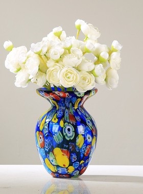 琉璃彩色艺术花瓶油画系摆件餐桌酒店客厅插花花器玄关软装饰摆设