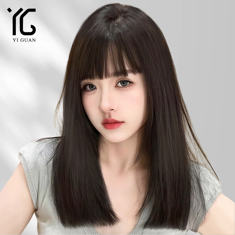 假发女长发全真人发隐形蕾丝无痕自然漫画刘海黑长直全头套假发套