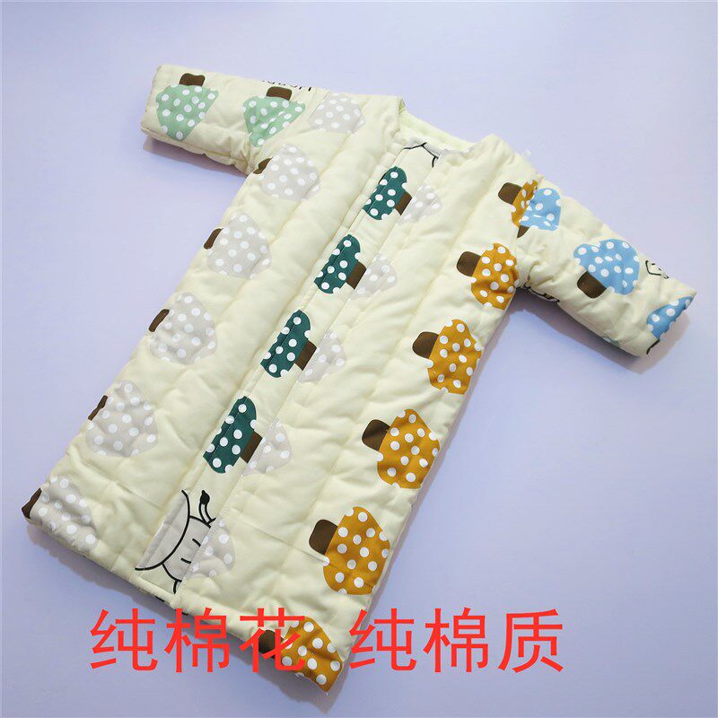 儿童睡袋防踢被纯棉花中大童长款拉链睡袍秋冬手工宝宝春秋家居服