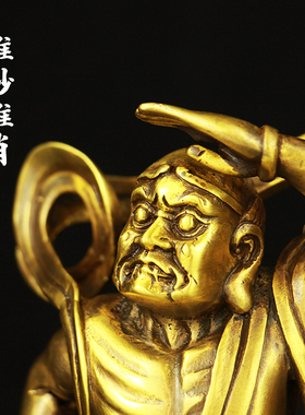 铜哼哈二将门神 千里眼顺风耳摆件 妈祖左右铜像家居装饰工艺品
