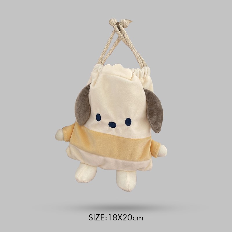 可爱小狗束口袋收纳包学生便携毛绒抽绳恰帕狗女生化妆包小Pa毛绒