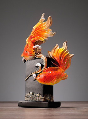 中式锦鲤鱼摆件客厅玄关桌面工艺品家居饰品餐边柜摆设创意软装饰