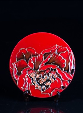 洛阳文创摆件陶瓷牡丹花隔热杯垫家居客厅装饰品乔迁礼结婚礼物