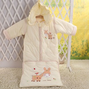 纯棉婴童睡袋秋冬宝宝可脱袖帽家居婴儿床上防踢被婴舒爽加厚长大