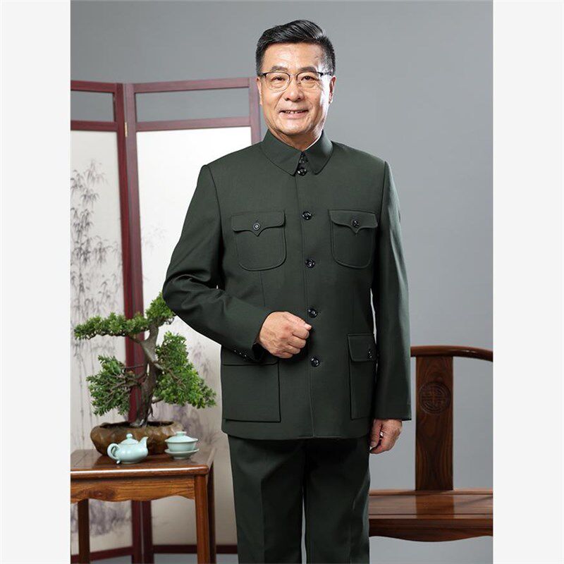 春秋中老年男士中山装老辈爷爷装中国风高档演出服套装老式中山服