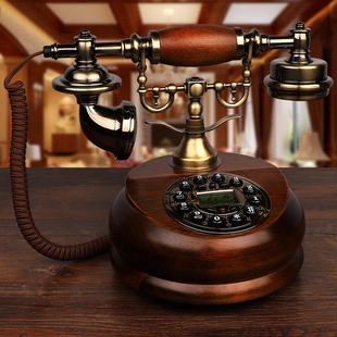欧式美式仿古复古电话机实木旋转老式电信联通移动无线插卡座机