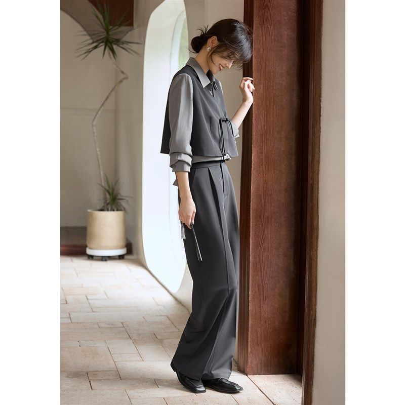 XWI欣未新中式马甲衬衫裤子套装女24秋季正式场合优雅气质两件套,女装/女士精品,时尚套装,淘宝优惠券,粉丝福利购,淘宝优惠卷