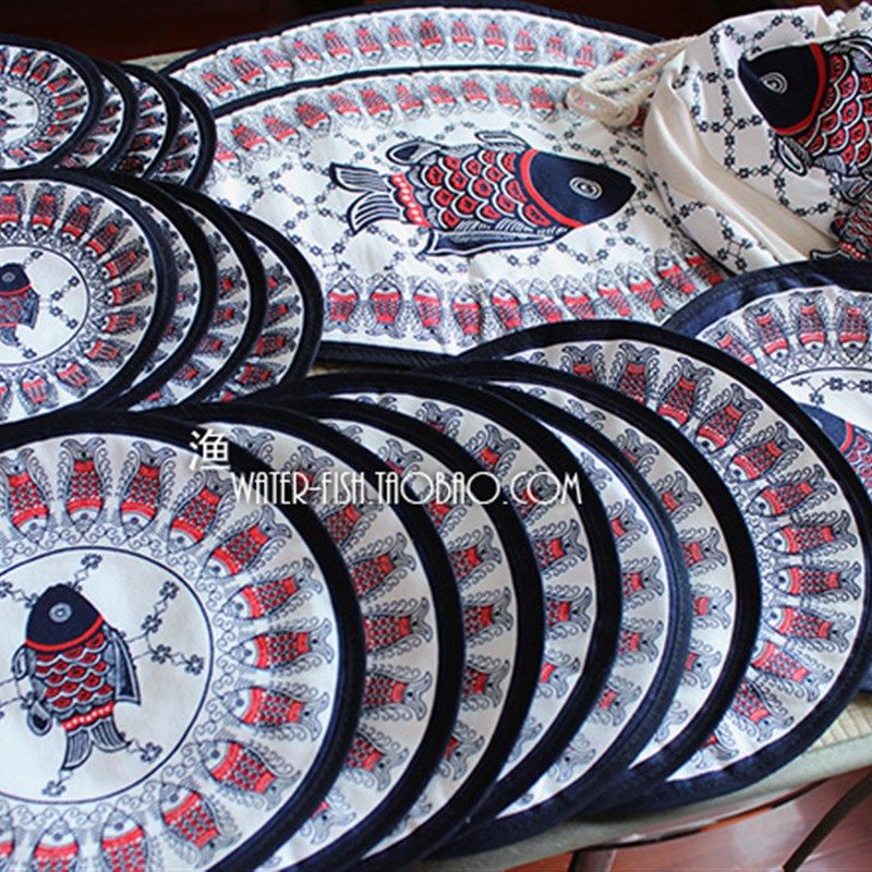 餐垫水杯垫 双层加厚全棉 碗垫盘子垫 茶垫隔热垫 布络年年有鱼,居家布艺,餐垫,淘宝优惠券,粉丝福利购,淘宝优惠卷