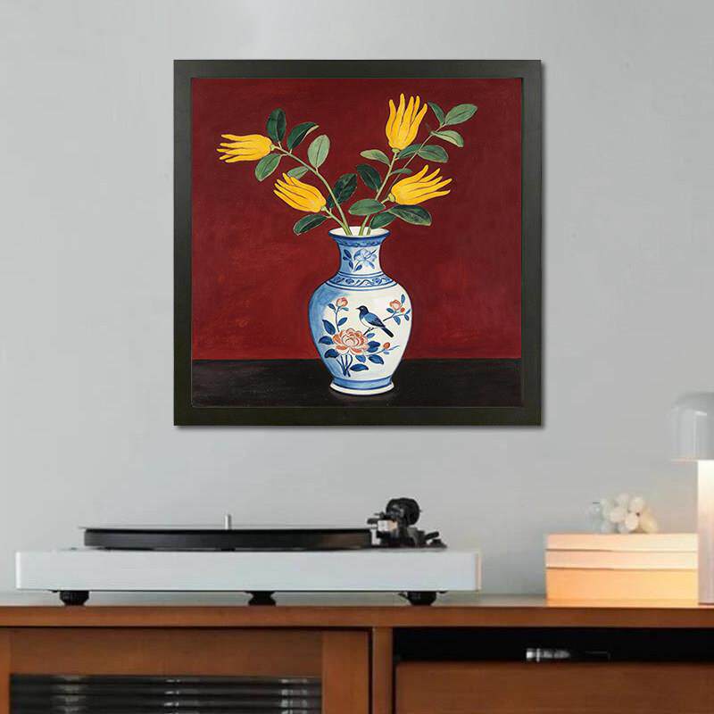 中式花瓶花卉佛手柑装饰画客厅餐厅卧室壁画瑜伽馆咖啡厅挂画摆画