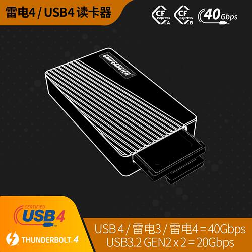USB4 CFexpress读卡器 CFE Type-A Type-B读卡器 简约USB-C接口适