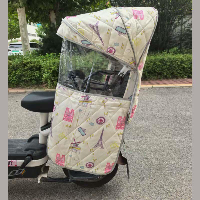 自行车儿童座椅雨棚电动车宝宝后座防雨防风加大后置小孩加棉篷子
