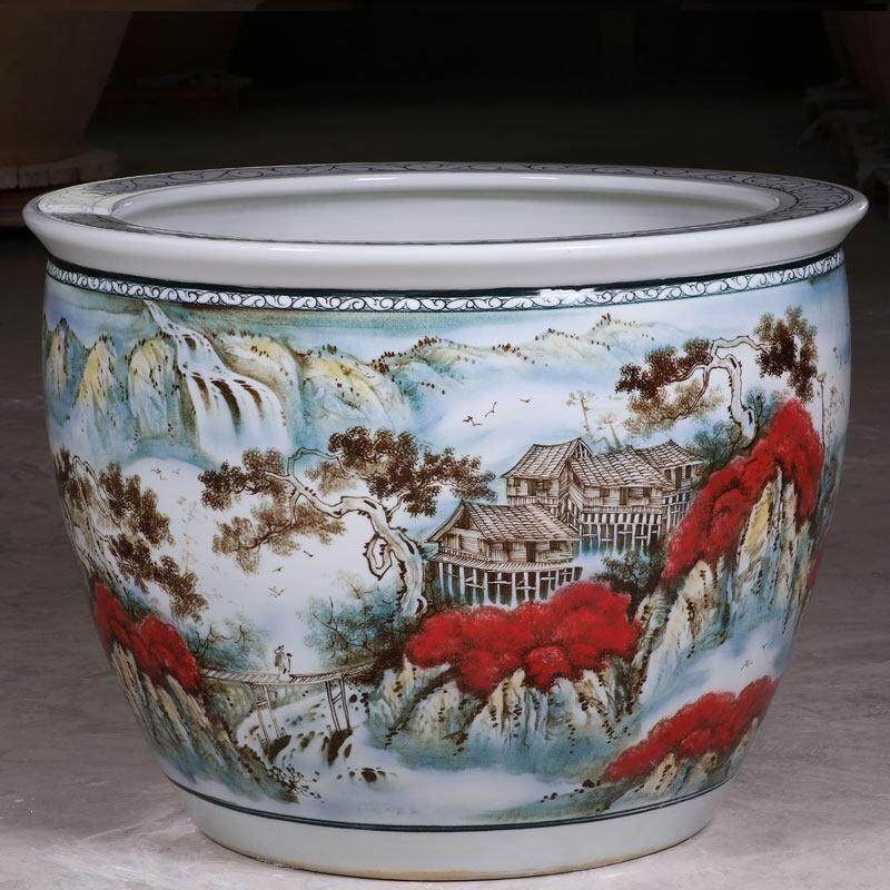 景德镇陶瓷鱼缸1米特大水缸瓷缸睡莲盆大荷花缸碗莲缸锦鲤庭院缸