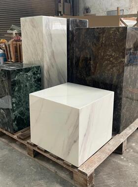 天然大理石摆件底座墩子落地高低展示台客厅装饰雕塑立柱高端花架