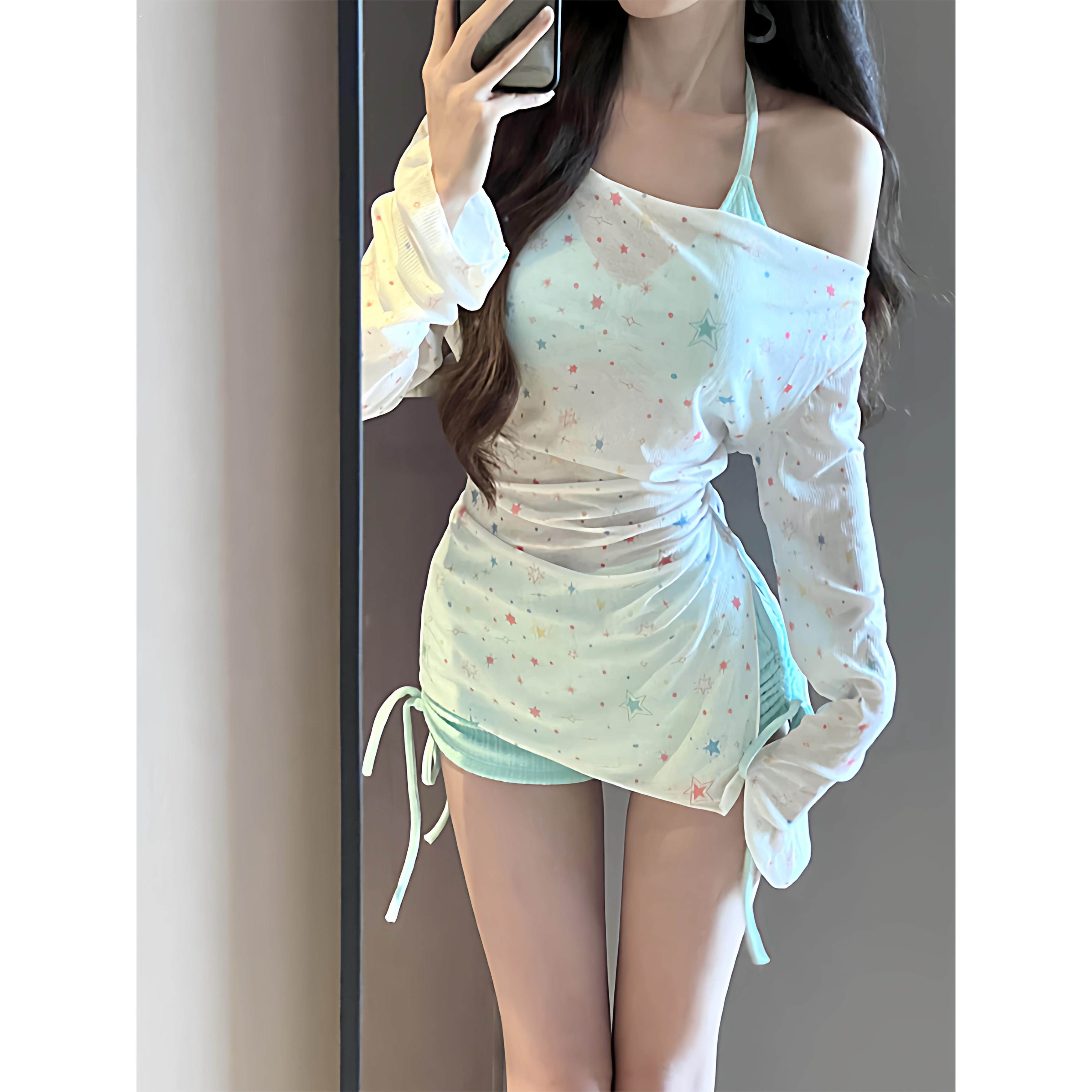 泳衣女比基尼分体高级感罩衫防晒三件套性感小胸平角海边温泉度假