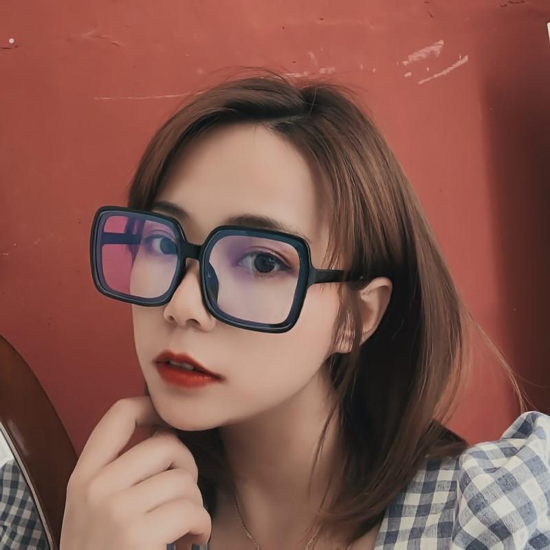 韩版潮2020新款黑色粗框眼镜女复古大方框圆脸显瘦素颜装饰平光镜