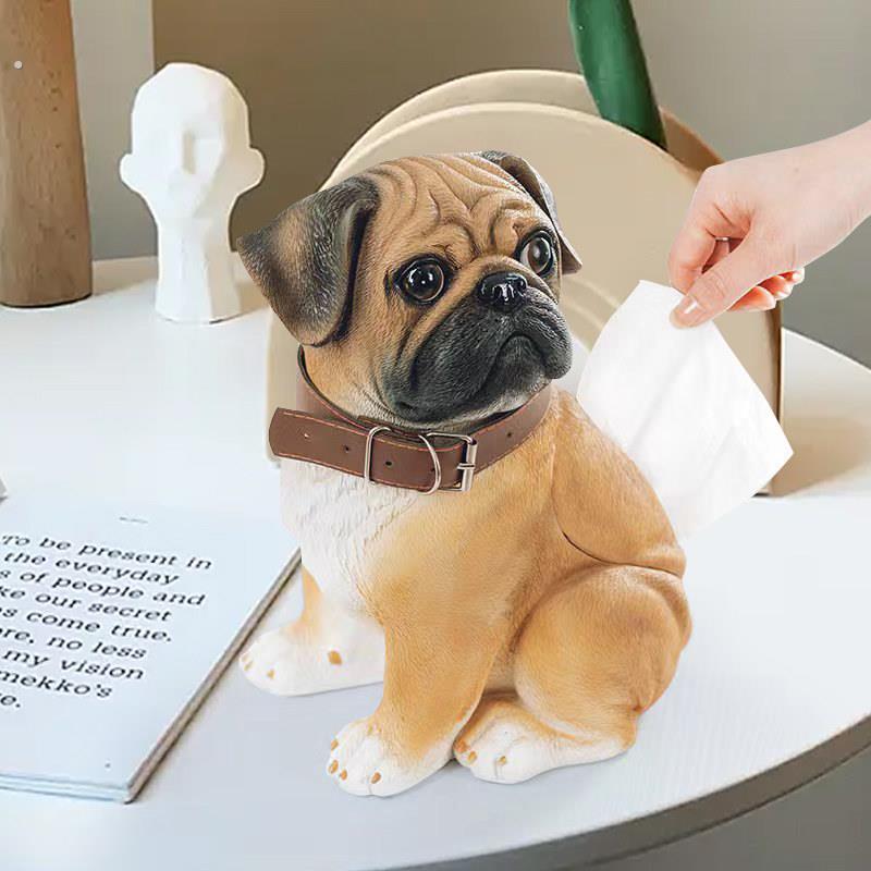 创意可爱巴哥犬纸巾盒抽纸盒轻奢客厅家居装饰品摆件乔迁新居礼品