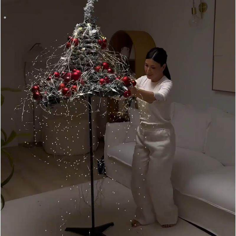 耶诞树装饰节布置摆件可折叠氛围感场景彷真盆栽大型发光满天星灯