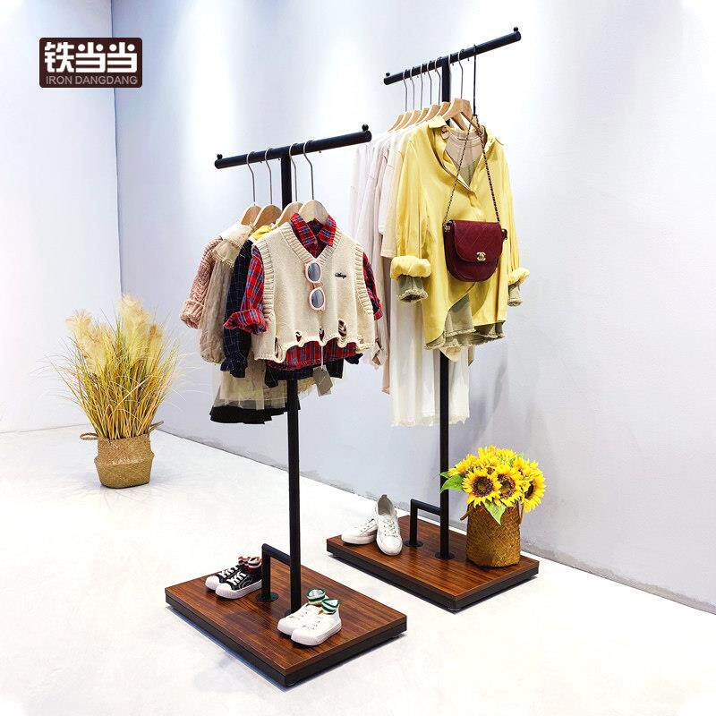 铁艺服装店衣架展示架女装童装升降中岛陈列货架可调节高低正侧挂