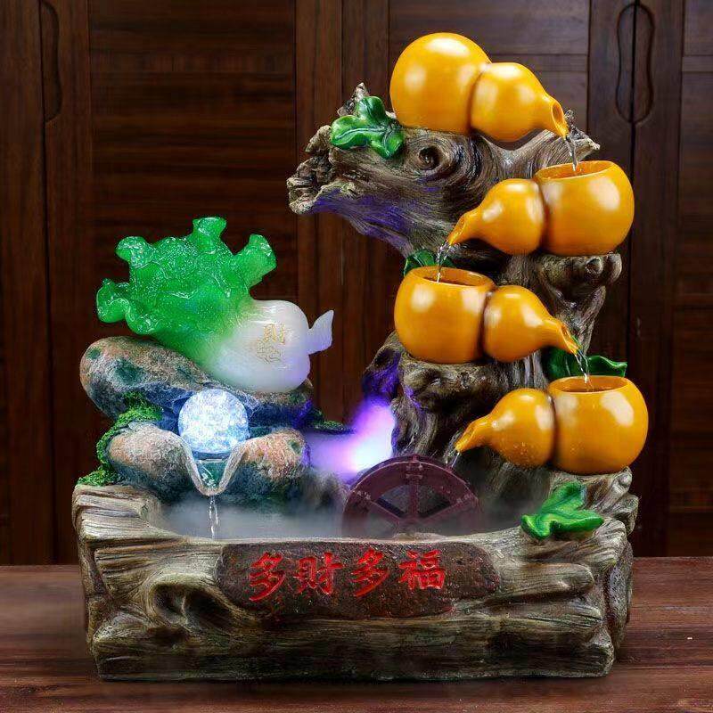 高档生财风水轮白菜客厅流水喷泉循环水开业招财礼物办公室送摆件