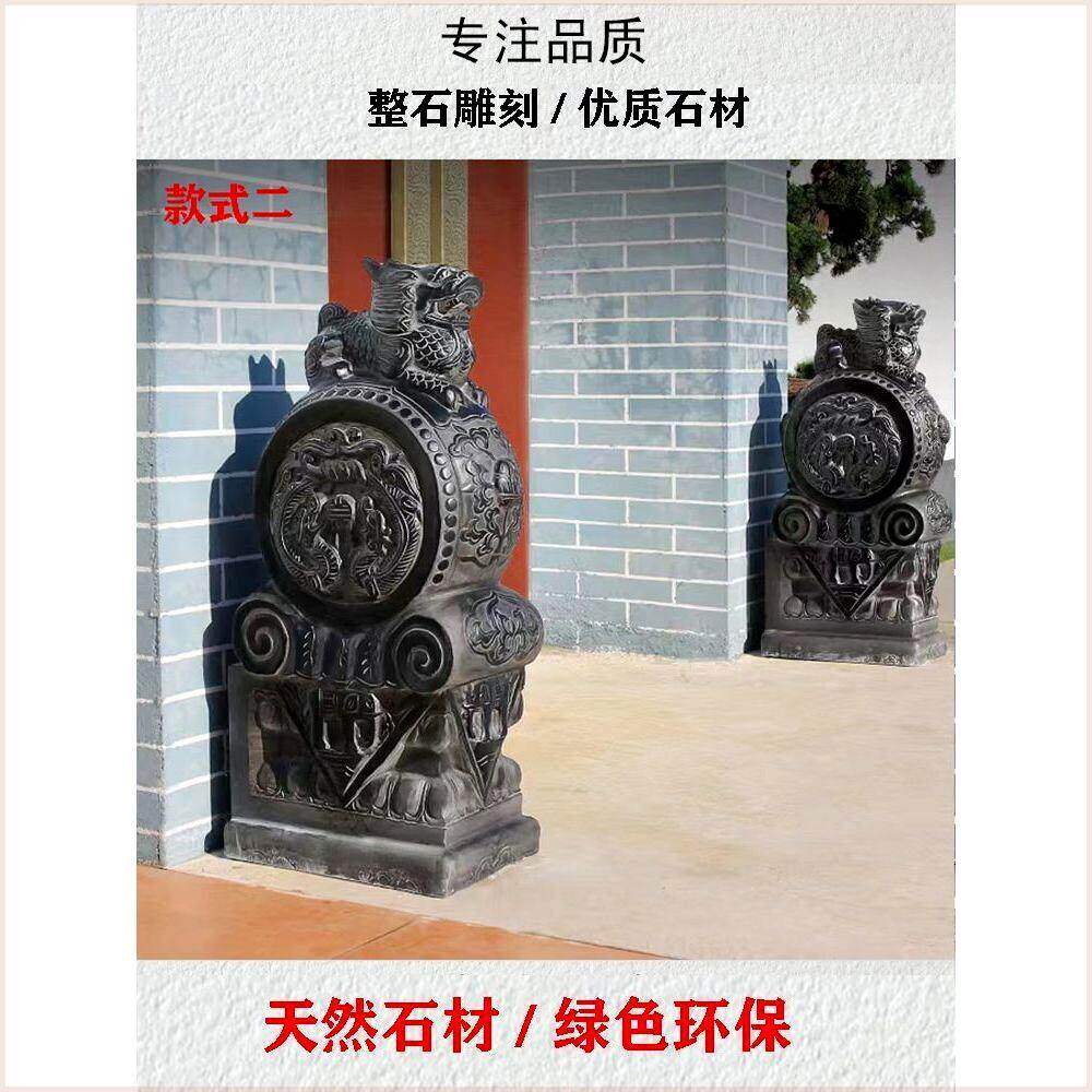 石雕门墩抱鼓石一对家用镇宅石狮子貔貅青石彷古门当石墩石鼓摆件