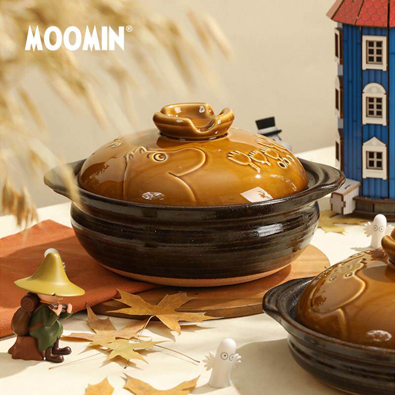 moomin姆明陶瓷砂锅粗陶土锅厚实煲仔饭耐干烧浮雕小汤锅釉下彩